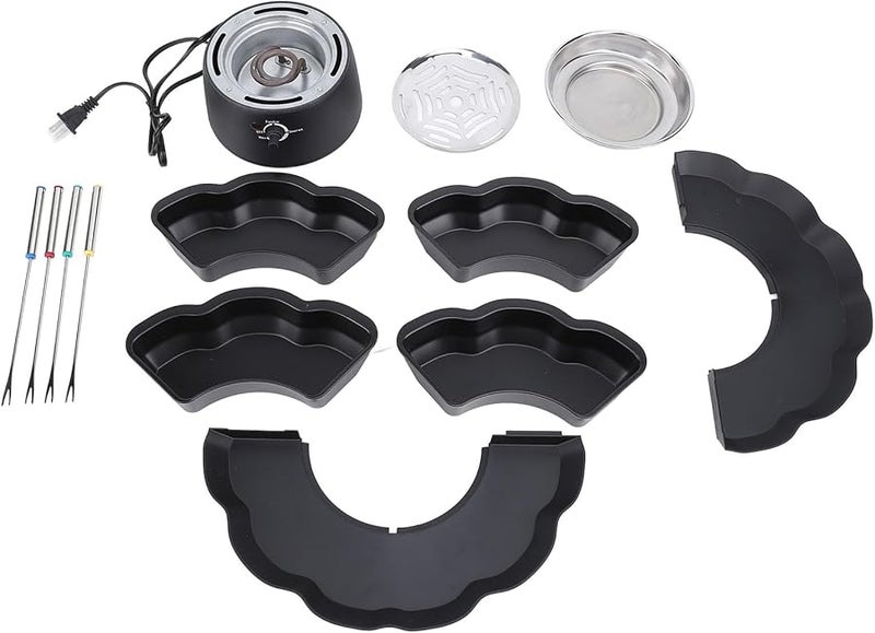 مجموعة الشواء الكهربائية من الفولاذ المقاوم للصدأ 2 في 1 لصنع سمويرز وفوندو الشوكولاتة مع أطباق التقديم - Image 1